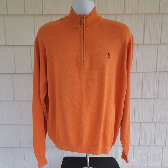 Bobby Jones Men's 1/4 Zip Pullover Orange Knit Sweater Size XL - Picture 8 of 8